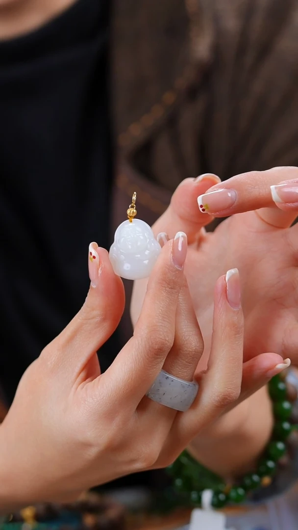 吊坠(不含链)银S925镶嵌和田玉吊坠