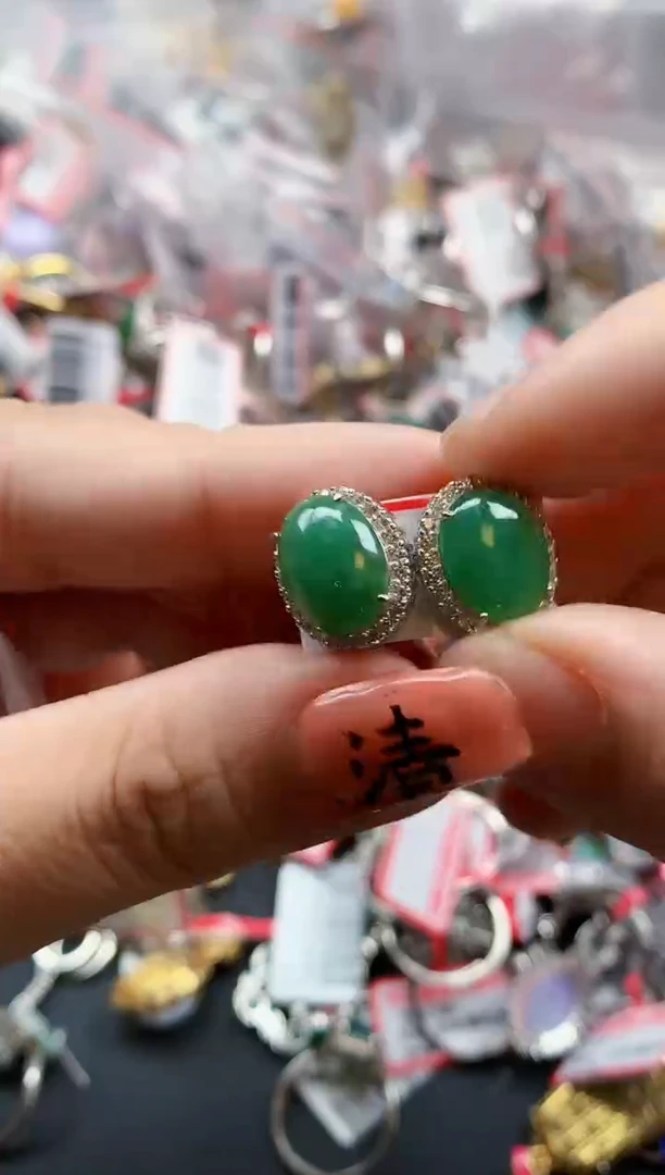 银S925镶嵌戒指翡翠天然A货缅甸翡翠