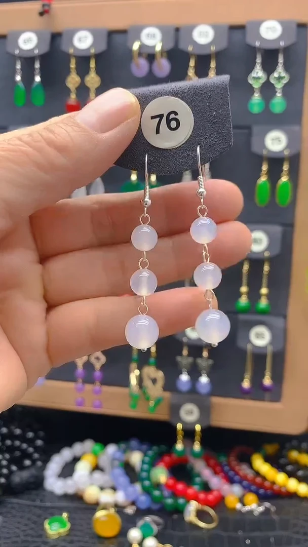 【闪购商品】玛瑙/玉髓耳坠银S925镶嵌耳饰