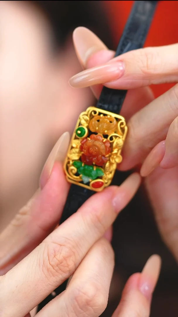 银S925镶嵌手链翡翠赠表带