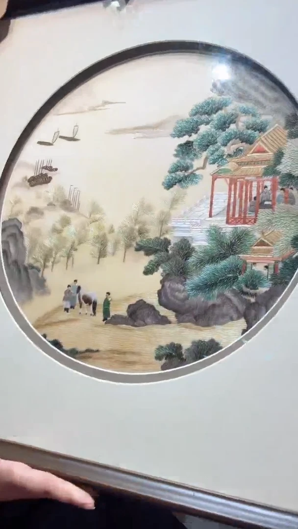 刺绣非遗苏绣手工刺绣单面绣唐伯虎进京赶考