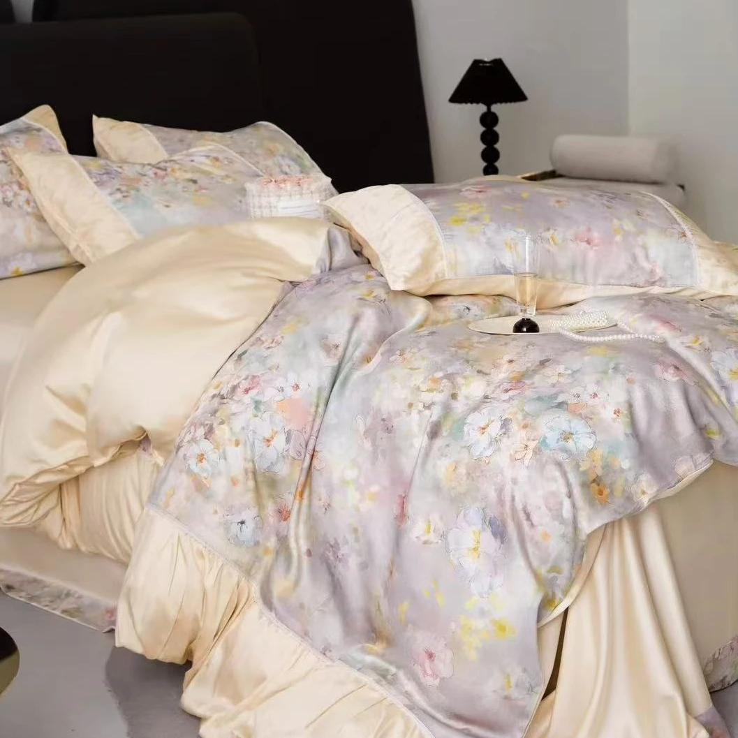 A5541 大豆单人拼角100S兰精天丝夏被 紫陌-紫150*200丝滑凉感