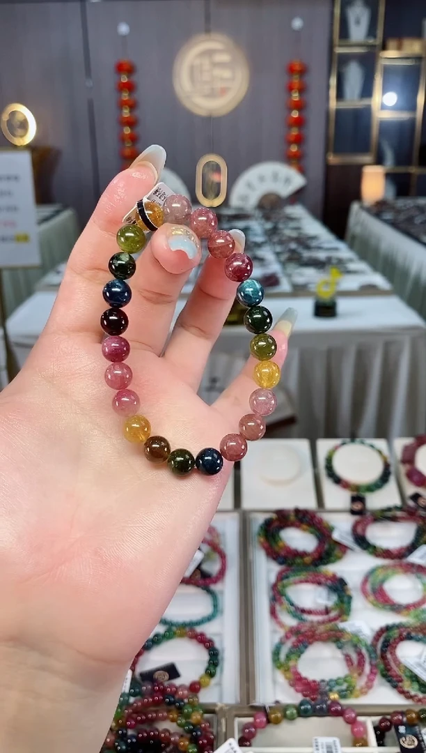 未镶嵌透体老矿碧玺单圈手串8mm+碧玺mz多样性发一条