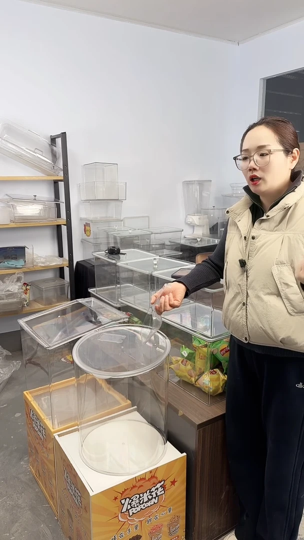 钢化玻璃盖子款爆米花桶2个1铲 物流自提