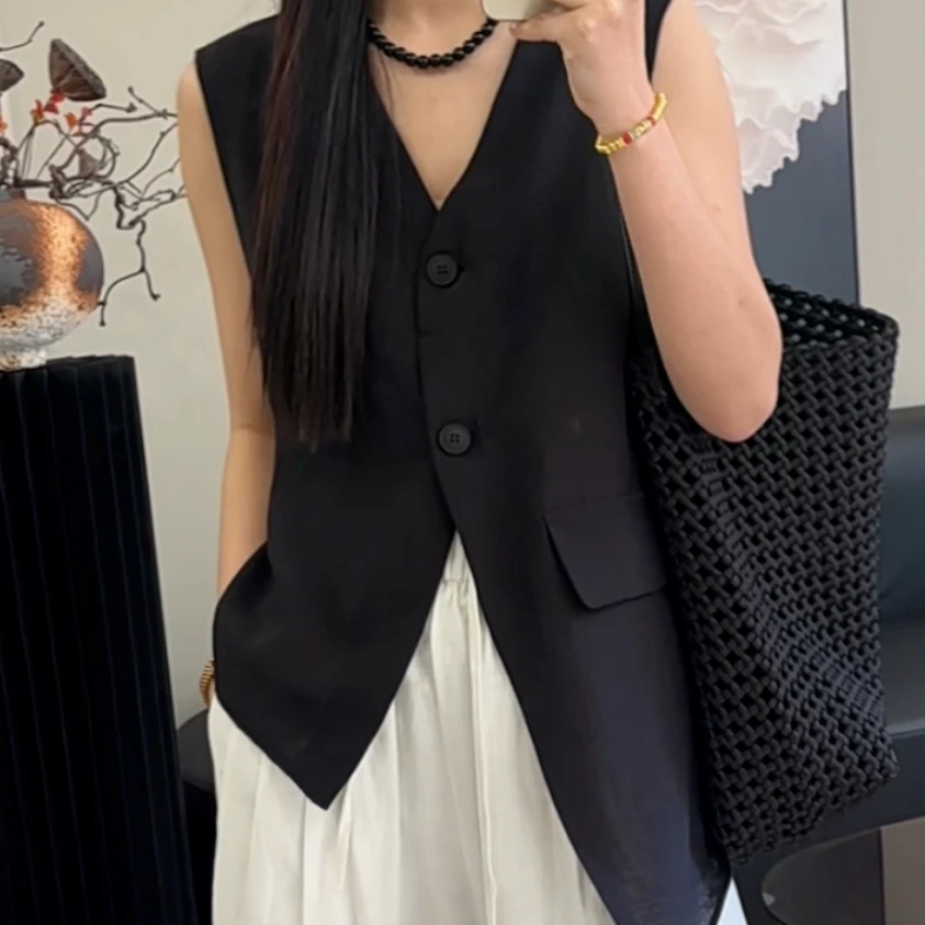 (CB-J)  法式宽松通勤意式老钱风时尚马夹 H0340