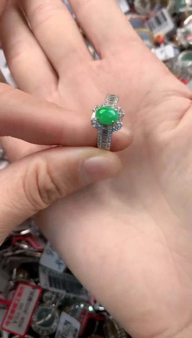 银S925镶嵌戒指翡翠9999-----10