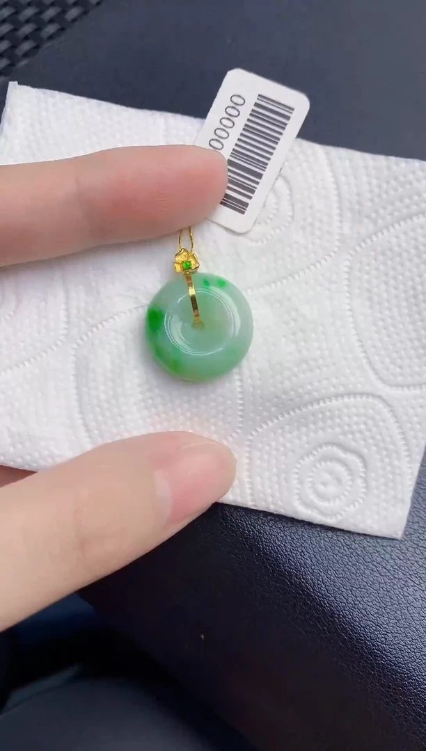 颈饰18K金镶嵌翡翠天然翡翠缅甸A货