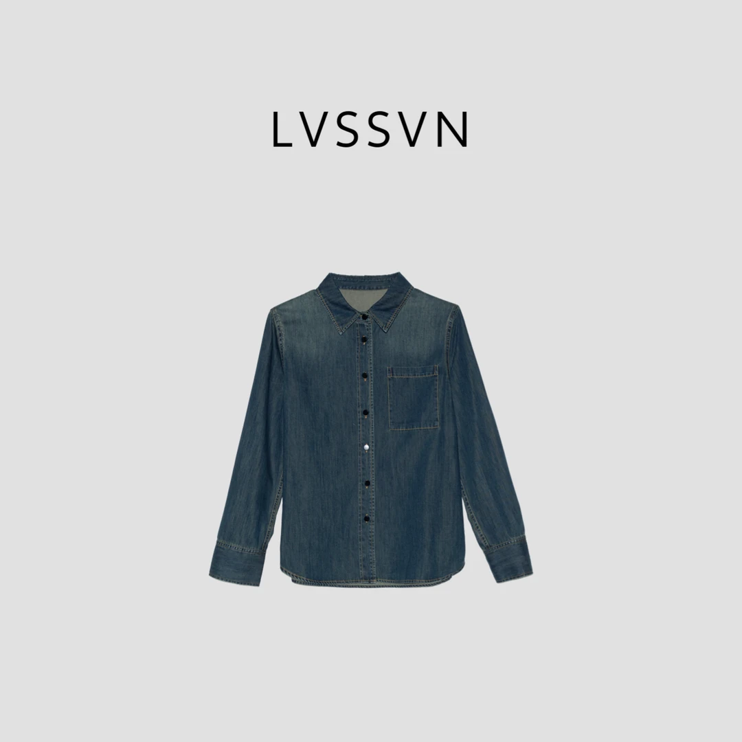 LVSSVN/露裳【Susie】2025SS早春新款知性大方女士牛仔衬衫 X-30924