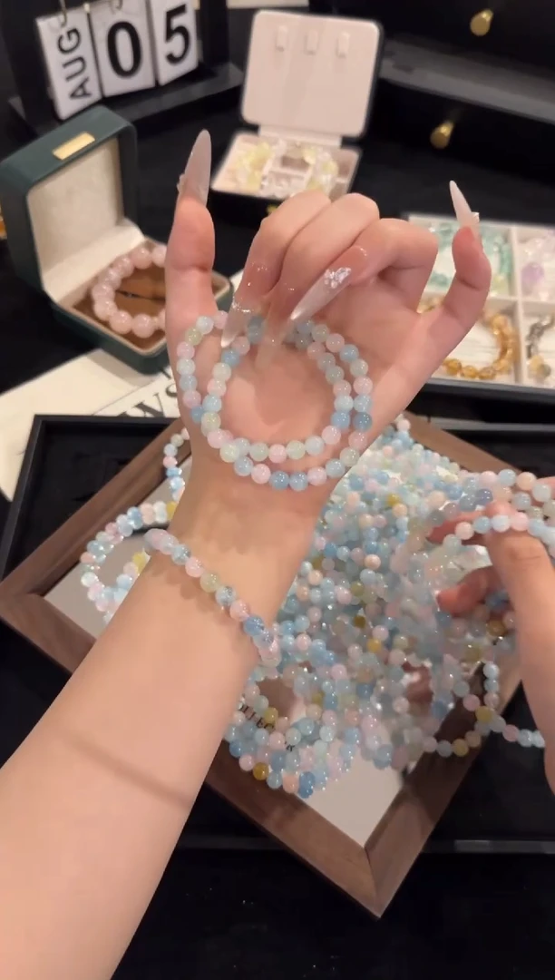 水晶手链合金海蓝宝多宝x2255