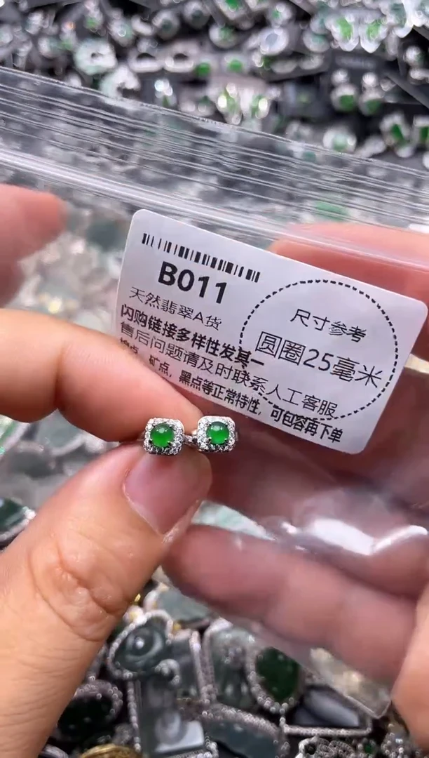 翡翠未镶嵌颈饰B011耳扣