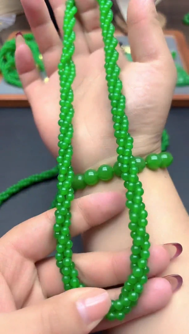 未镶嵌翡翠耳饰小米三圈扭扭项链