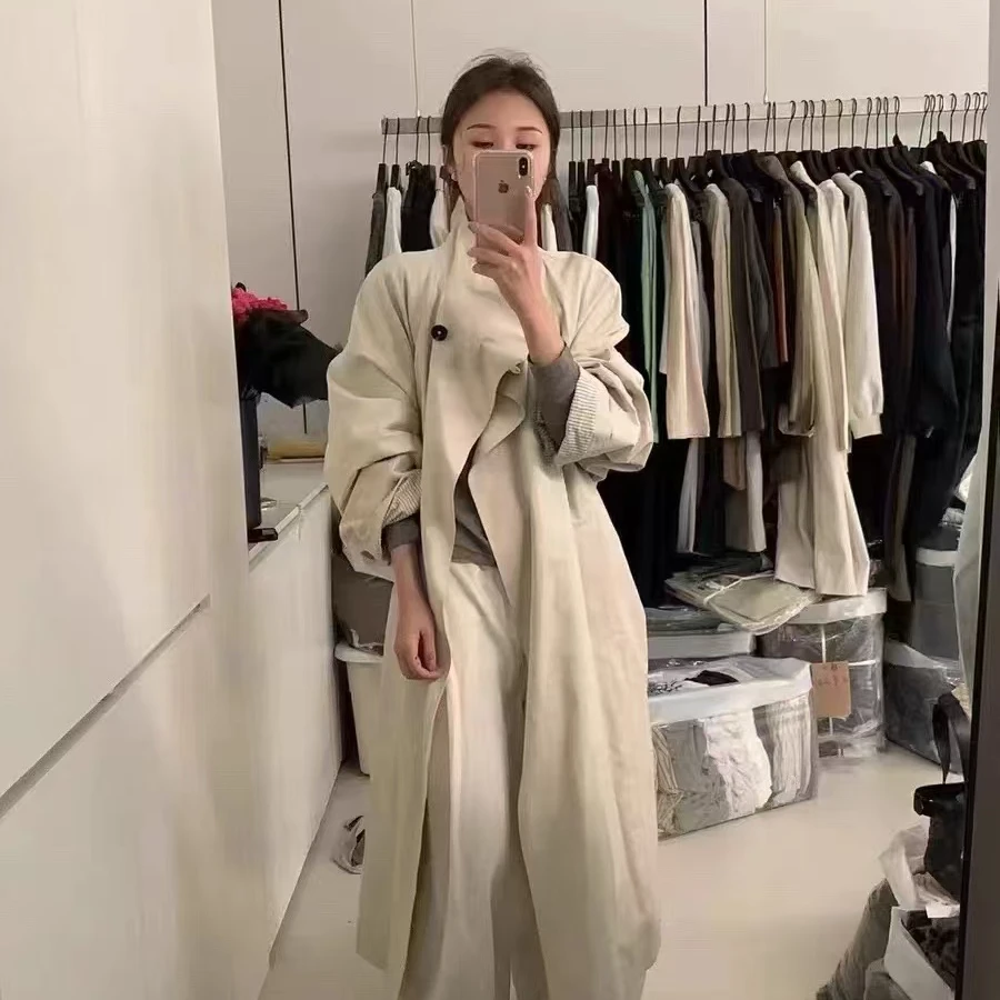 5532实穿主义！订货会款高级感韩单一粒扣长款风衣外套