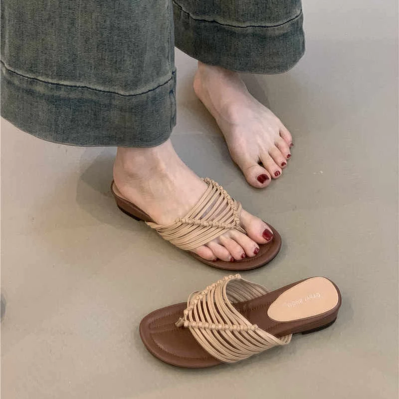 DPX-M687设计感小众罗马凉拖鞋女鞋子2025夏季温柔度假夹趾人字拖