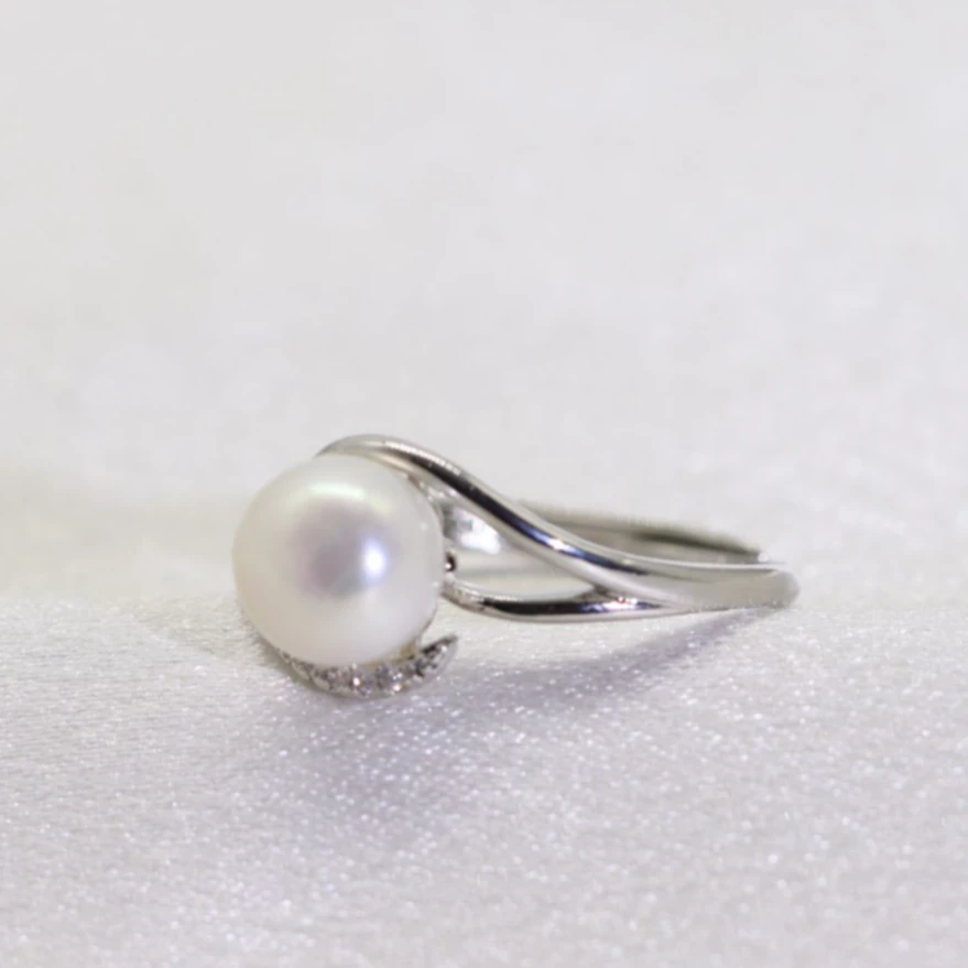 483  极简风白色珍珠戒指