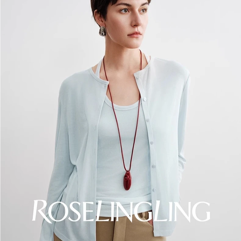 ROSELINGLING零负担无压系列 莱赛尔天丝日常通勤针织开衫背心夏
