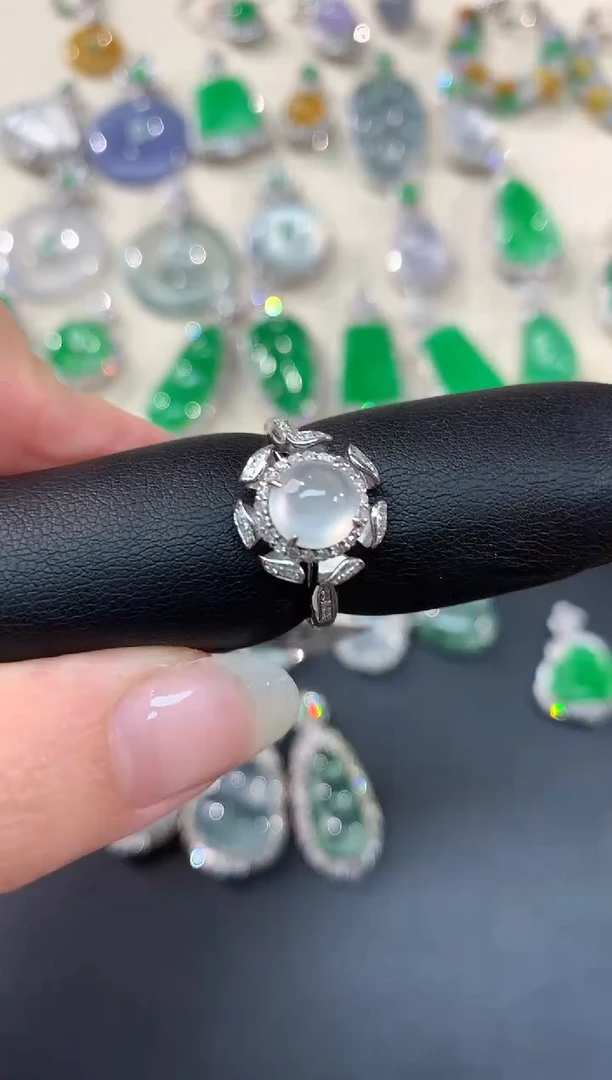 【闪购商品】翡翠戒指18K金镶嵌戒指A131|3500