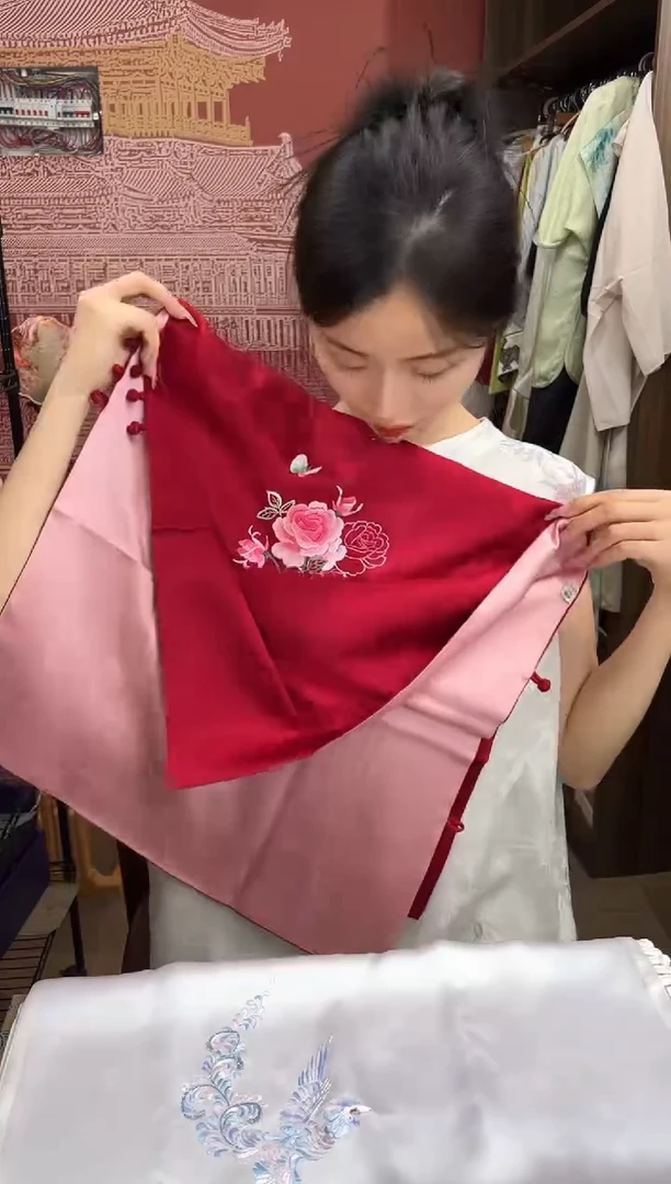 刺绣苏绣100桑蚕丝大披肩