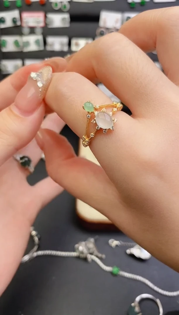 银S925镶嵌戒指翡翠0