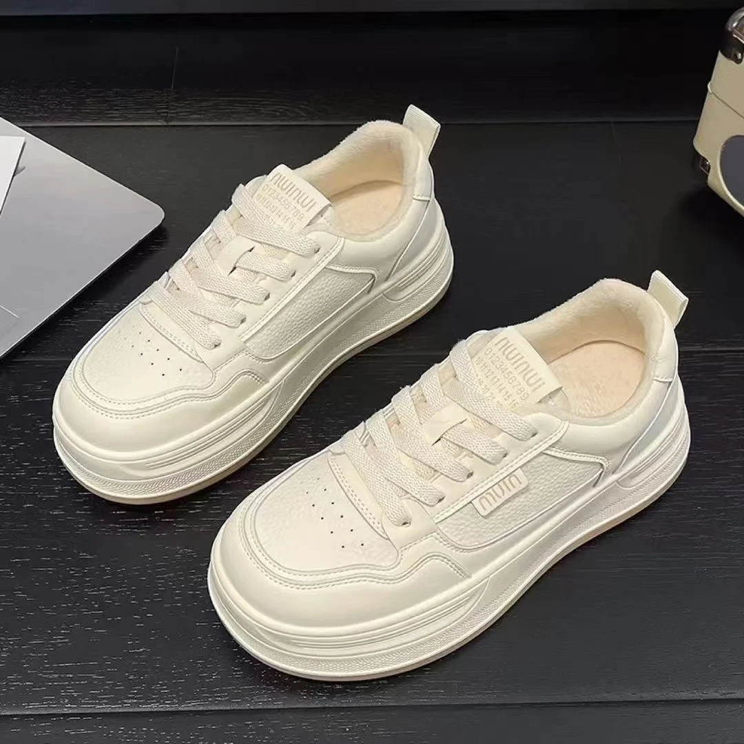 女板鞋2025冬季时尚新款百搭运动加绒厚底百搭小白鞋S8852