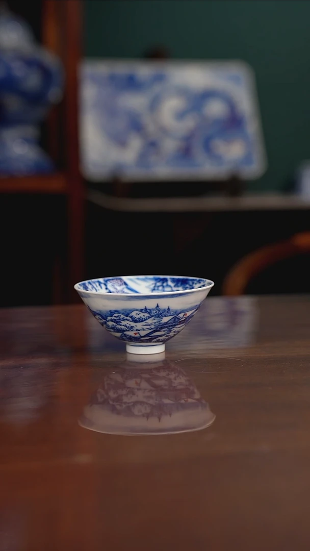 晓月柴窑 雪景斗笠杯