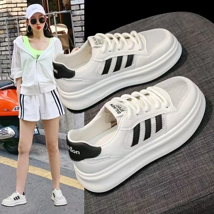 2025春季厚底休闲小白鞋百搭舒适增高鞋子女学生网红休闲鞋S0085