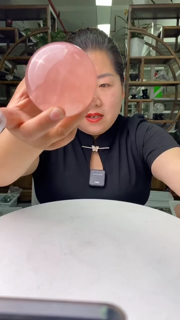球未镶嵌水晶粉水晶球D355
