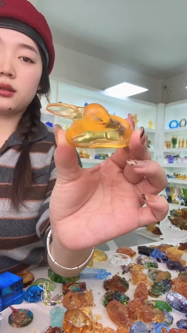 手工艺品琉璃黄色小鹿