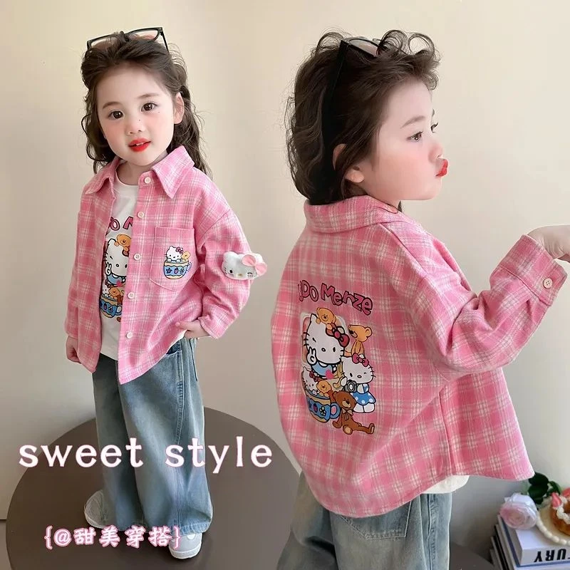 【热推爆款】女童格子衬衫春秋新款洋气儿童春秋外穿上衣女孩网红炸