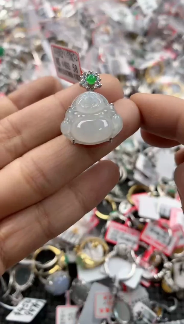 银S925镶嵌戒指翡翠12             8