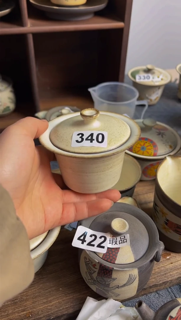 【闪购商品】陶八工粉引微瑕两才盖碗