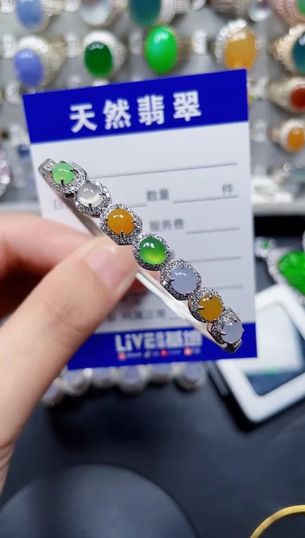 银S925镶嵌手镯翡翠154