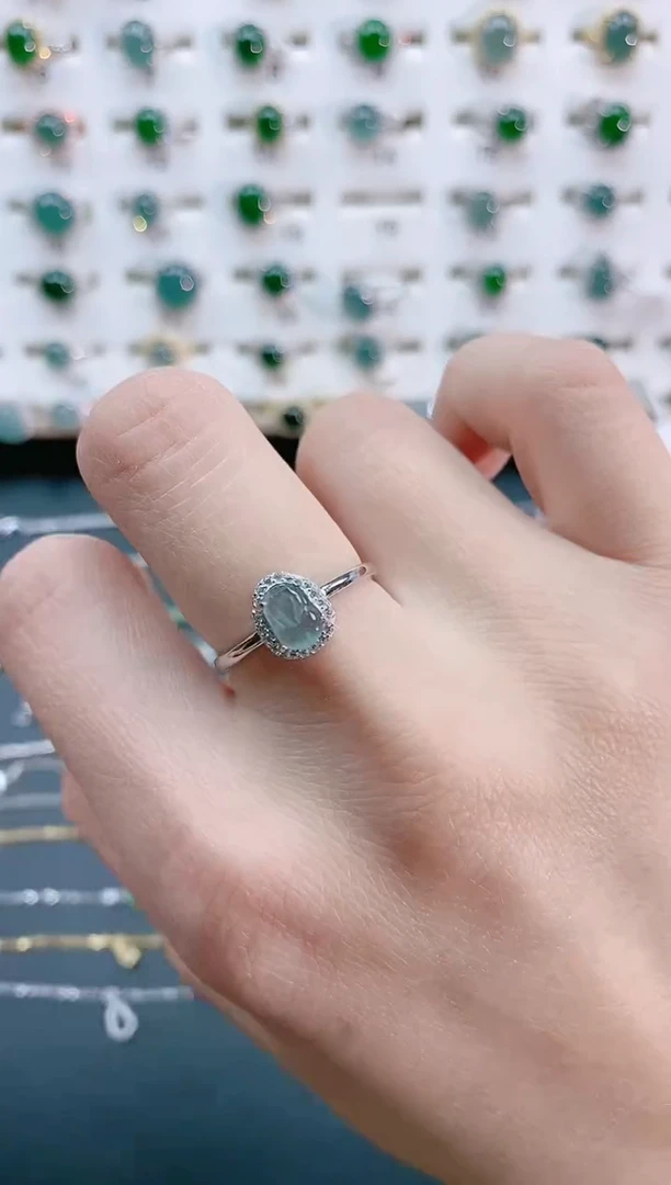 【闪购商品】翡翠戒指银S925镶嵌天然翡翠