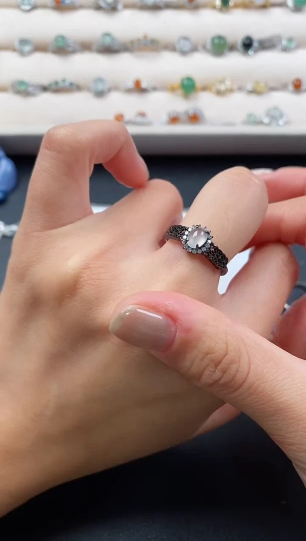 银S925镶嵌戒指翡翠44444444+5