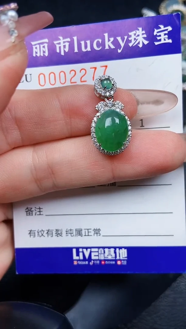 翡翠银S925镶嵌颈饰2277