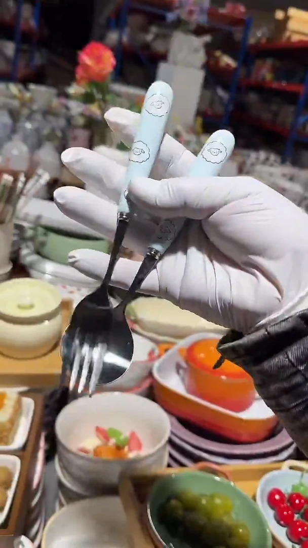 陶瓷叉子勺子2件套微瑕 凑满20元包邮