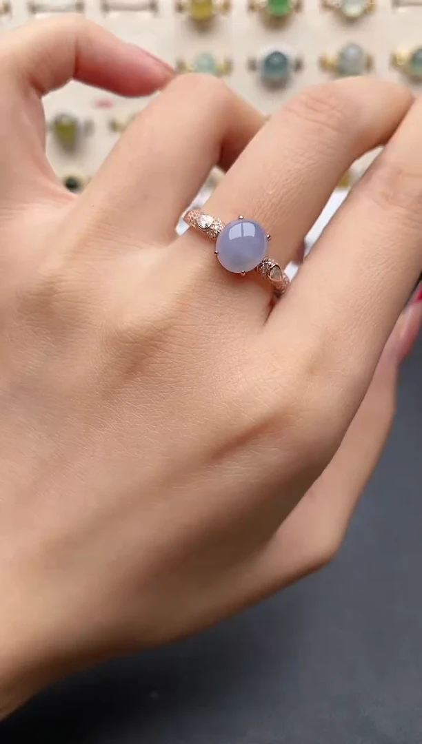 【闪购商品】翡翠戒指银S925镶嵌一物一证一礼盒