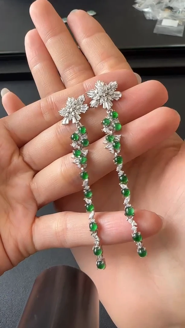 【闪购商品】翡翠耳饰银S925镶嵌没有鉴赏期