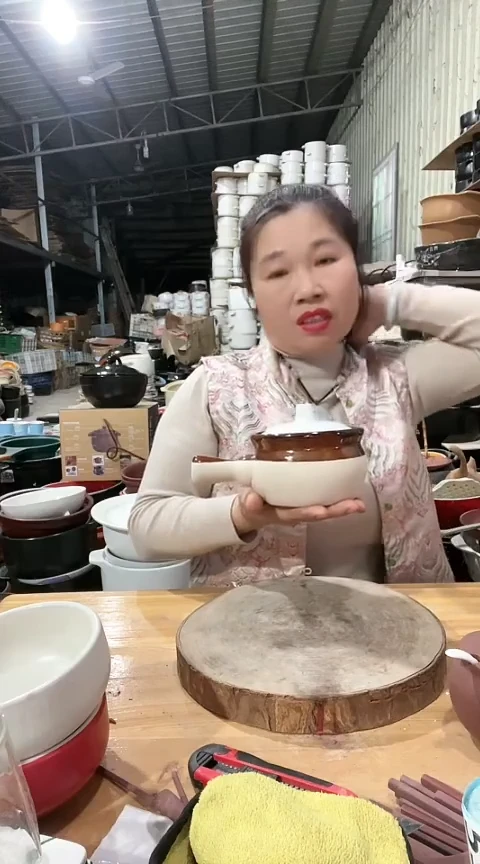 陶瑕疵粗陶手把碗不明火