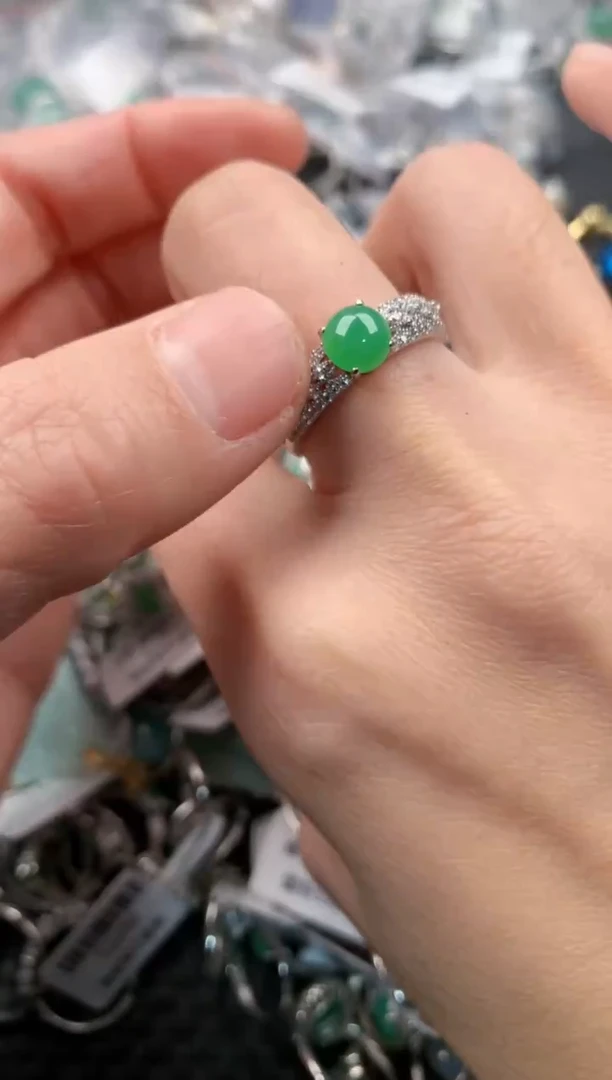 银S925镶嵌戒指翡翠1                         3