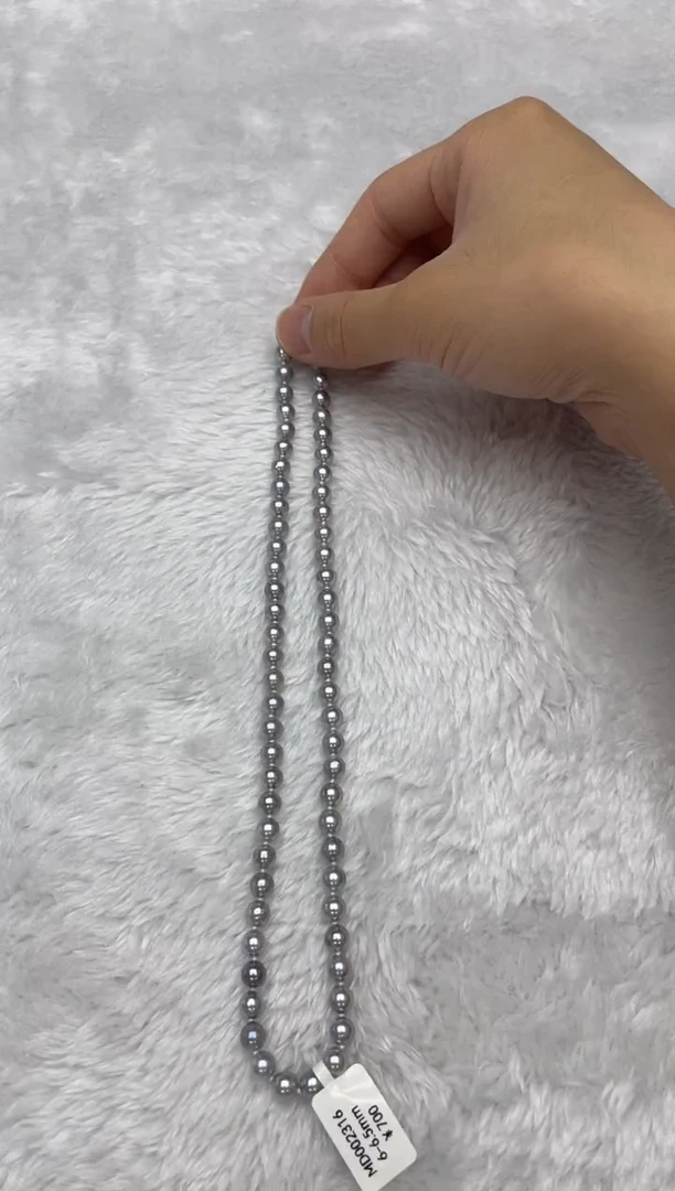 项链银S925镶嵌海水珍珠AK真多麻6-6.5mm