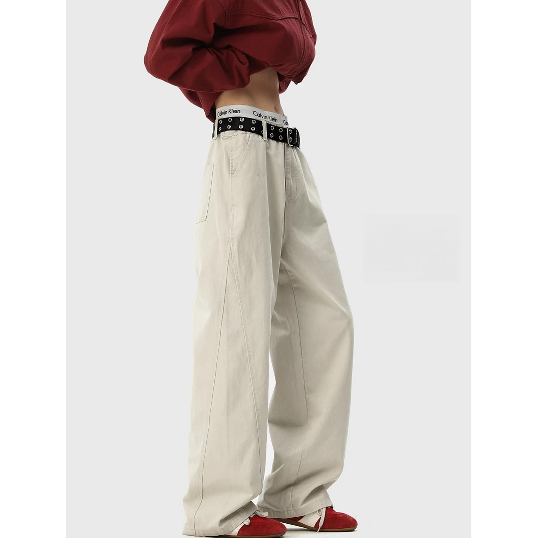 日系休闲弯刀工装裤男款早秋潮牌高街宽松直筒长裤cleanfit阔腿裤