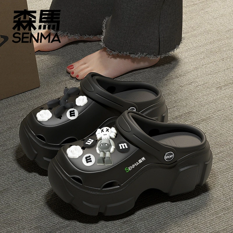 森马厚底洞洞鞋女款夏季外穿增高网红百搭时尚高跟沙滩防滑松糕