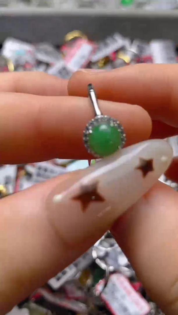 银S925镶嵌戒指翡翠百内无证书