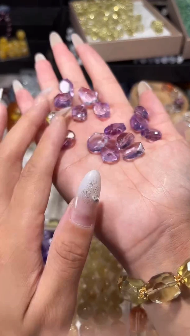 水晶手串未镶嵌L23紫水晶随行一个宽卡约11