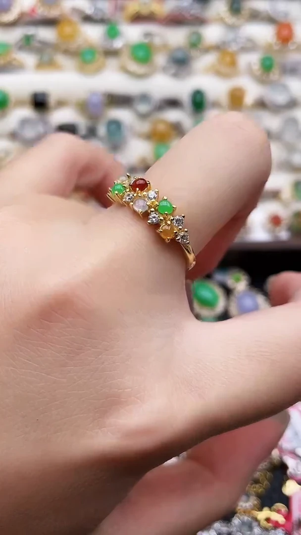 银S925镶嵌戒指翡翠70