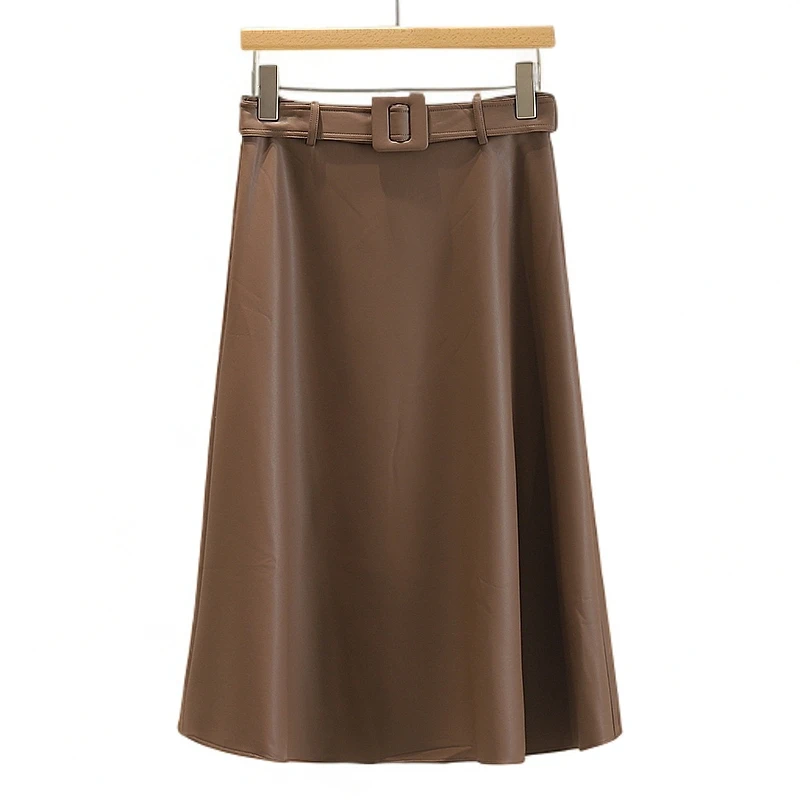 【开播福利】韩系百搭腰带显瘦皮裙半身裙女装#WYX48E027