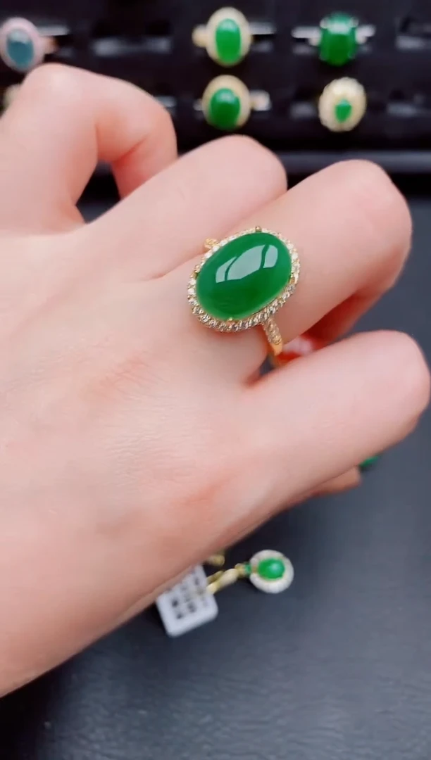 【闪购商品】翡翠戒指银S925镶嵌天然a货翡翠272