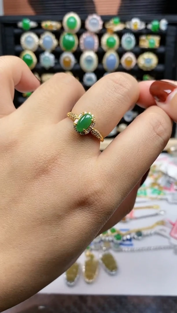 银S925镶嵌戒指翡翠161