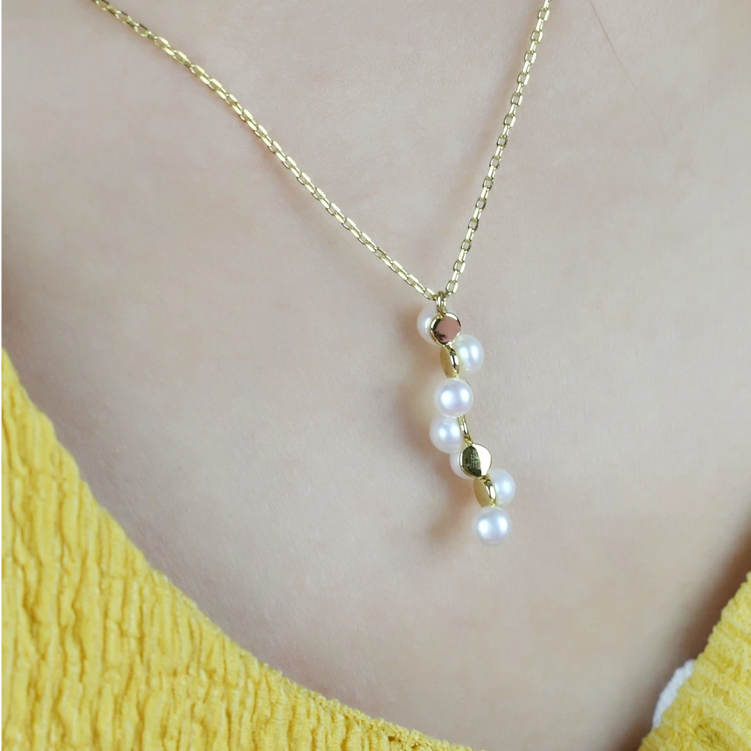 坠链均925银合成锆石 银饰吊坠简约珍珠项链锁骨链叠戴颈链送礼物