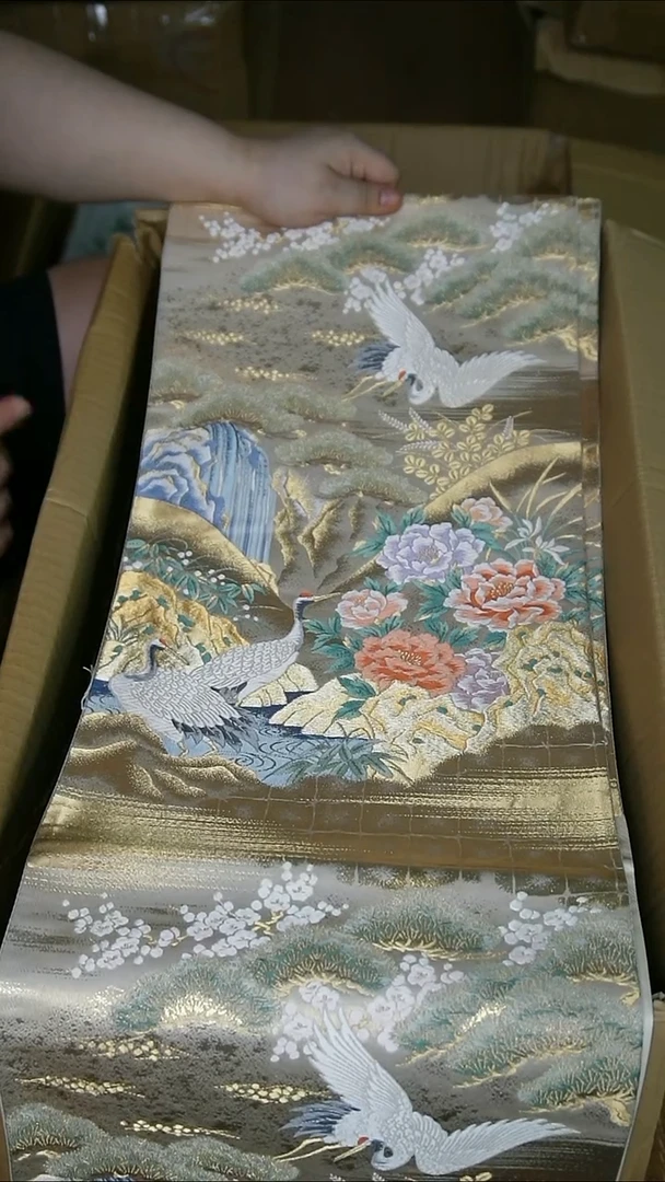 织绣织锦5仙鹤花卉